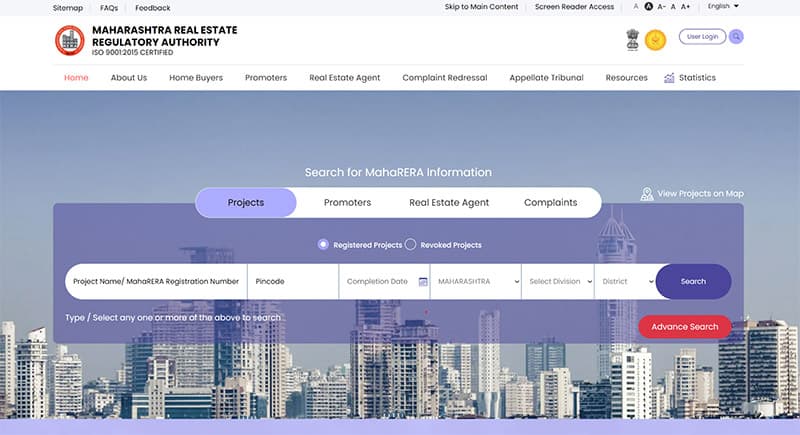 How do you search for projects on the website?